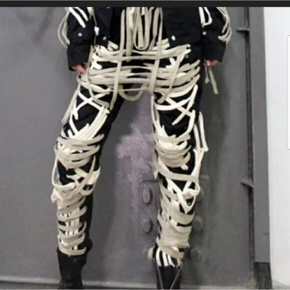 Unusual unique corset black trousers pants medium NWOT - Picture 11 of 15